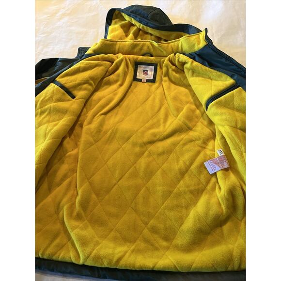 NFL Green Bay Packers Men’s Large Fit Waterproof Jacket Polyvinyl Coat Parka VTG - Picture 4 of 12